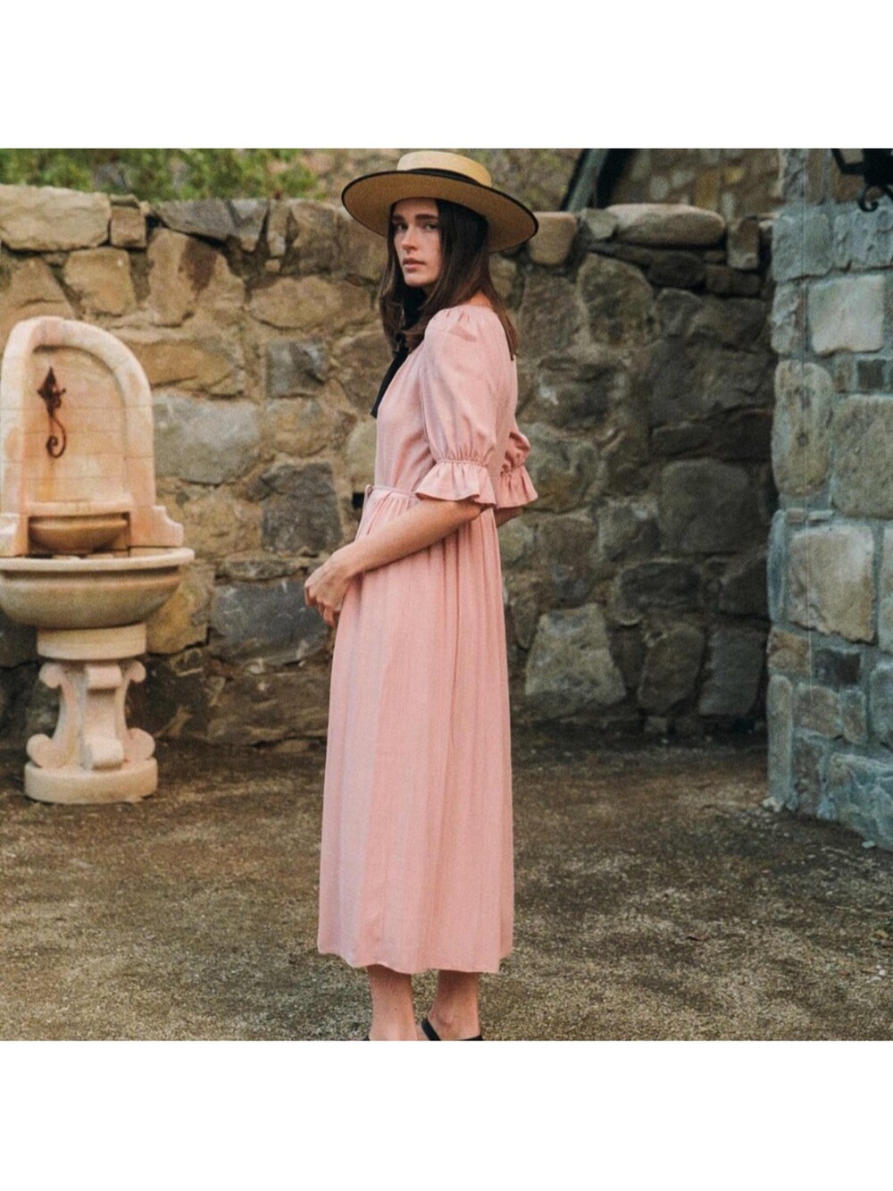Christy Dawn Dusty Rose Button-Front Midi Dress